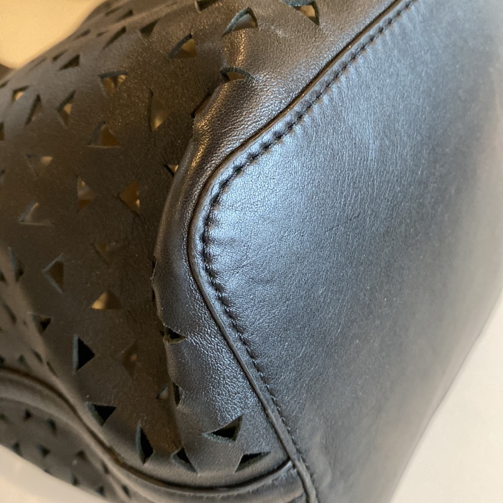 Tory Burch Monogram T Leather Laser-Cut Tote Bag - Picture 11 of 12